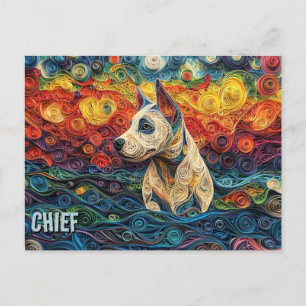 Bull Terrier Paper Quilling Art Dog Portrait Postkarte