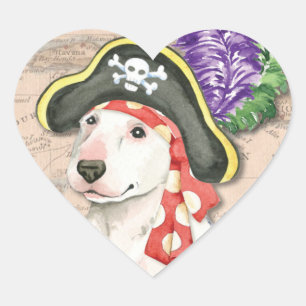 Bull Terrier Pirate Herz-Aufkleber