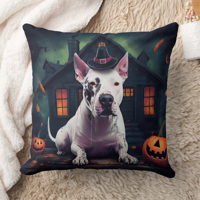 Bull Terrier Pumpkins Halloween Beängstigend Kissen (Decke)