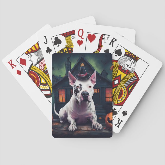 Bull Terrier Pumpkins Halloween Beängstigend Spielkarten (Rückseite)