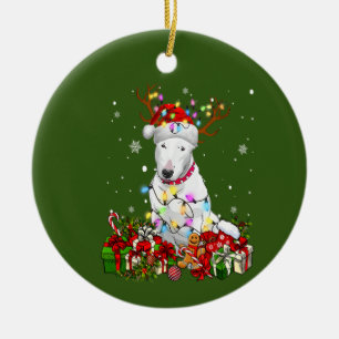 Bull Terrier Rentier Xmas Weihnachtsliebhaber Keramik Ornament