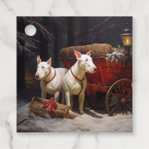 Bull Terrier Schnee Schlitten Weihnachtsdekoration Geschenkanhänger