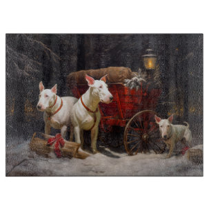Bull Terrier Schnee Schlitten Weihnachtsdekoration Schneidebrett