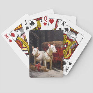 Bull Terrier Schnee Schlitten Weihnachtsdekoration Spielkarten
