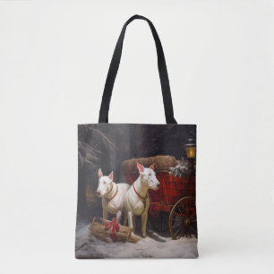 Bull Terrier Schnee Schlitten Weihnachtsdekoration Tasche