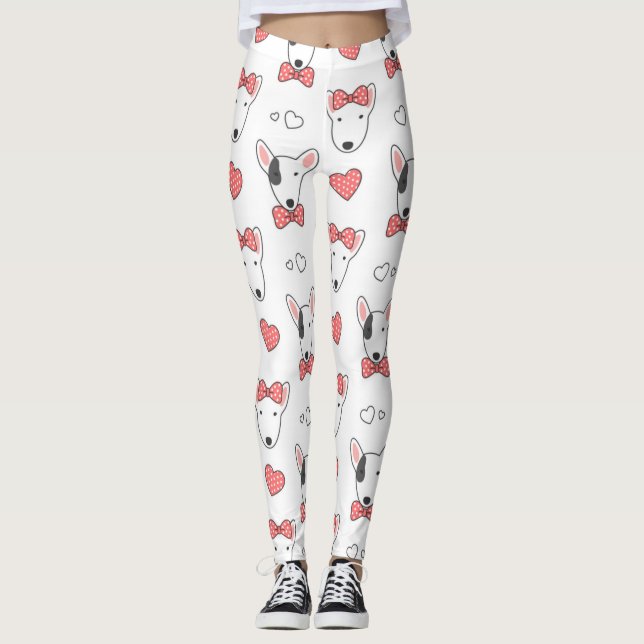 Bull Terrier Seamless Muster Leggings (Vorderseite)