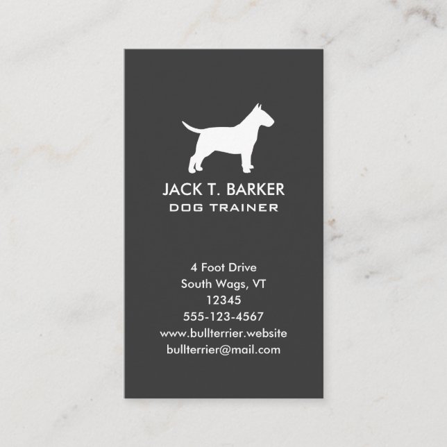Bull Terrier Silhouette Visitenkarte (Vorderseite)
