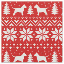 Bull Terrier Silhouetten Weihnachten Rot und Weiß