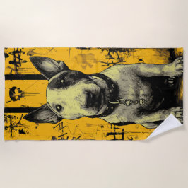Bull Terrier Skull Grunge Art Strandtuch