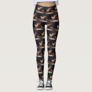 Bull Terrier Snowy Sleigh Weihnachtsdekor Leggings