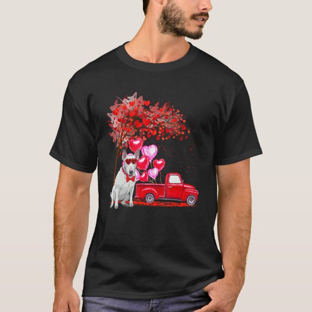 Bull Terrier Sonnenbrille Herz Baumbaum Lieferwage T-Shirt (Vorderseite)