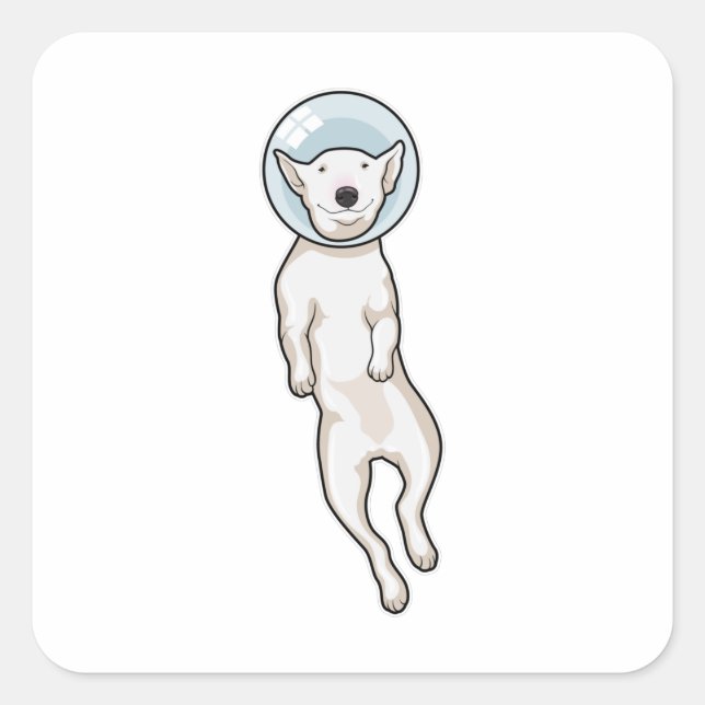 Bull Terrier Space Quadratischer Aufkleber (Vorderseite)