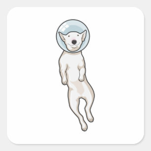 Bull Terrier Space Quadratischer Aufkleber