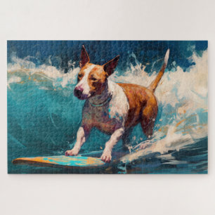 Bull Terrier Strand Surfen Malerei