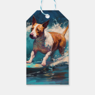 Bull Terrier Strand Surfen Malerei Geschenkanhänger