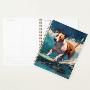 Bull Terrier Strand Surfen Malerei Planer