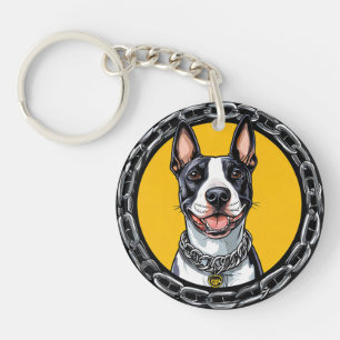 Bull Terrier Süßer Hundeporträt Für Hunde Liebhabe Schlüsselanhänger