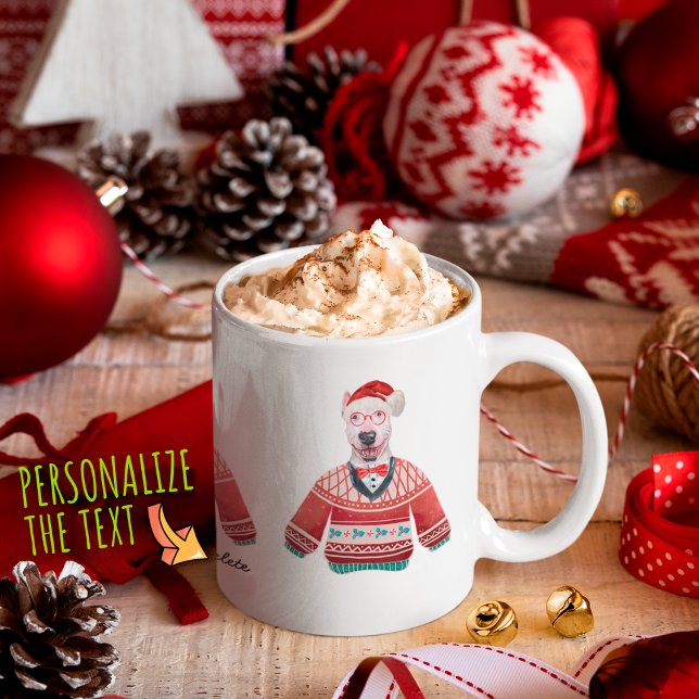 Bull Terrier Tragen hässlich Sweater Xmas Hund Lov Kaffeetasse (Von Creator hochgeladen)
