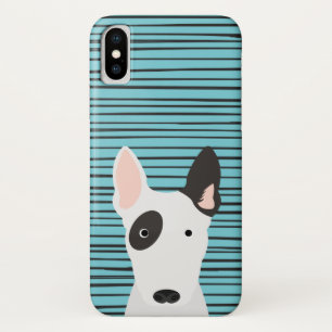 Bull Terrier und Grunge Streifen Muster iPhone X Hülle