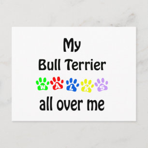 Bull Terrier Walks Design Postkarte