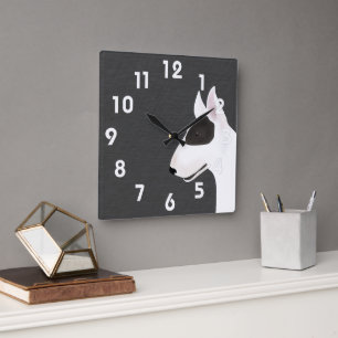 Bull Terrier Wall Clock Quadratische Wanduhr