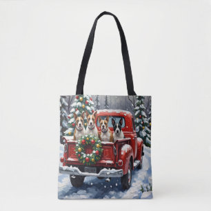 Bull Terrier Weihnachten Rotes Lastwagen Ferien Tasche