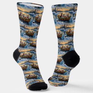 Bull Terrier Weihnachtsboot Urlaub Socken
