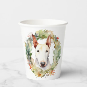 Bull Terrier Weihnachtskranz Festlicher Hund Pappbecher
