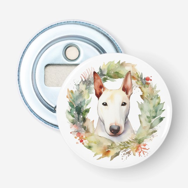 Bull Terrier Weihnachtsmann Flaschenöffner (Vorderseite)