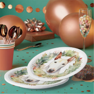Bull Terrier Weihnachtsmann Pappteller
