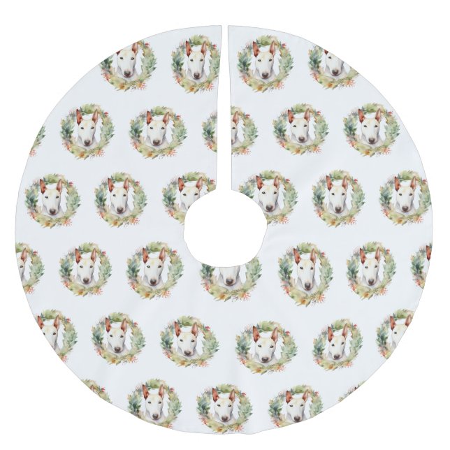 Bull Terrier Weihnachtsmann Polyester Weihnachtsbaumdecke (Vorderseite)