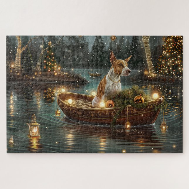 Bull Terrier Weihnachtsreise (Horizontal)