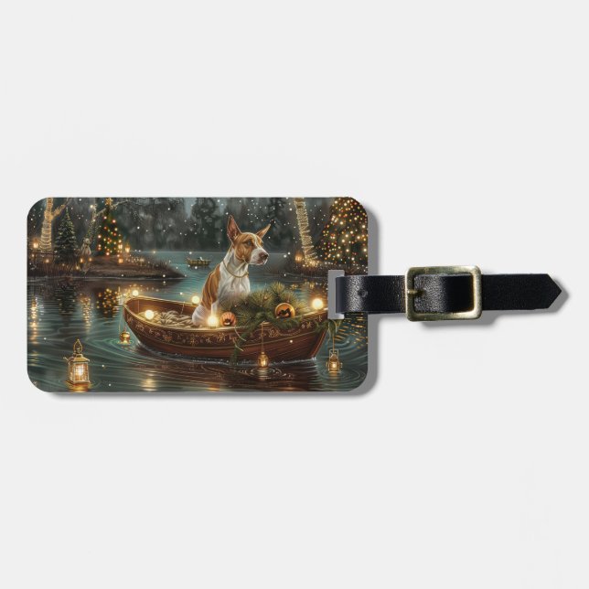Bull Terrier Weihnachtsreise Gepäckanhänger (Vorderseite horizontal)