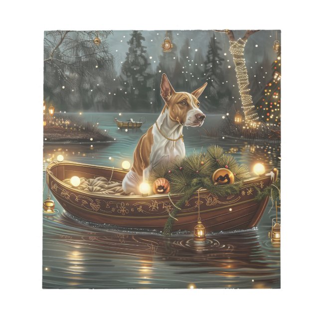 Bull Terrier Weihnachtsreise Notizblock (Vorderseite)