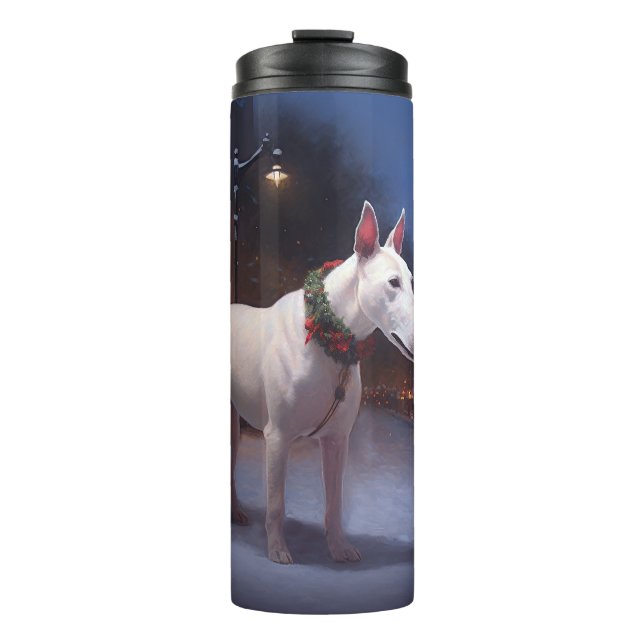 Bull Terrier Weihnachtssaison Thermosbecher (Vorderseite)