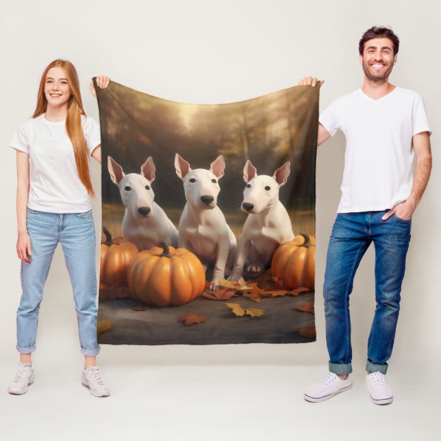 Bull Terrier Welpe Autumn Delight Pumpkin Fleecedecke (Beispiel)