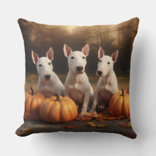 Bull Terrier Welpe Autumn Delight Pumpkin Kissen