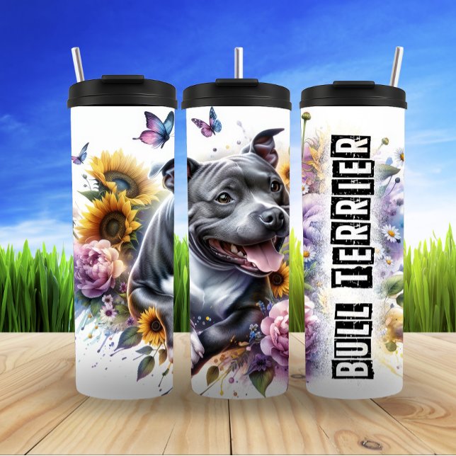 Bull Terrier's Butterfly Garden Thermosbecher (Von Creator hochgeladen)