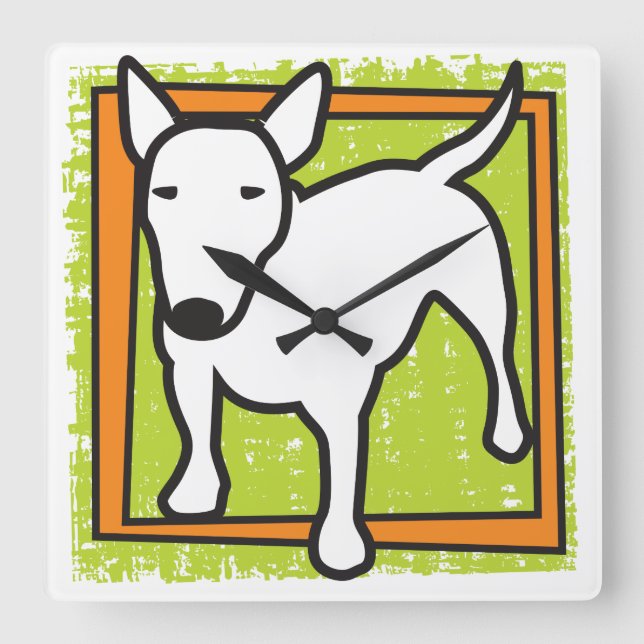 Bull Terriers Custom Wall Clock Quadratische Wanduhr (Vorderseite)