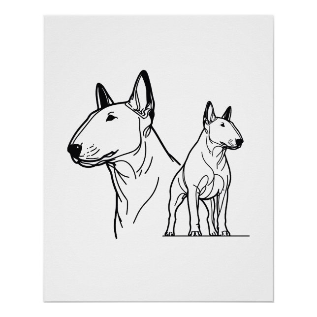 Bull Terriers lineart poster (Vorderseite)