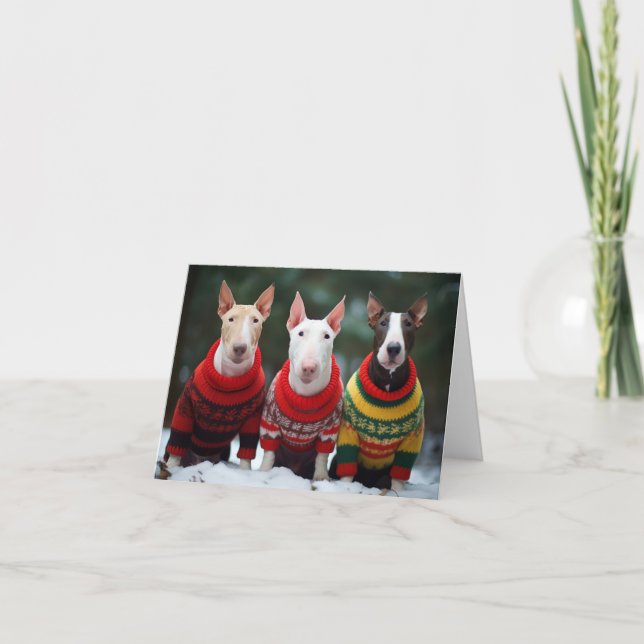 Bull Terriers Weihnachtskarte Karte (Vorderseite)