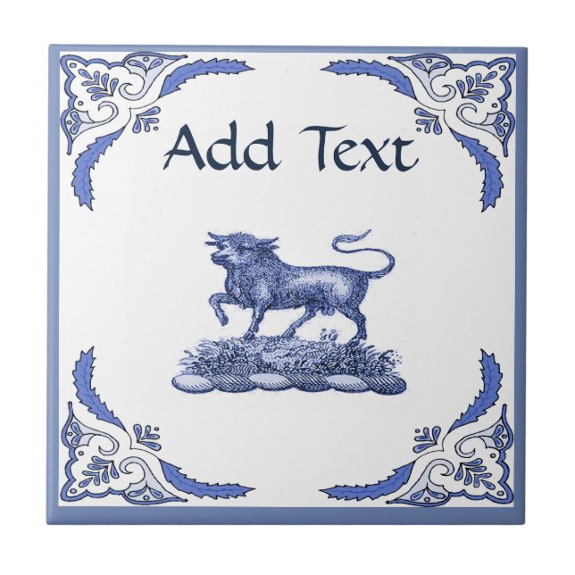 Bull Tile, holländischer Look, personalisieren Fliese (Vorderseite)