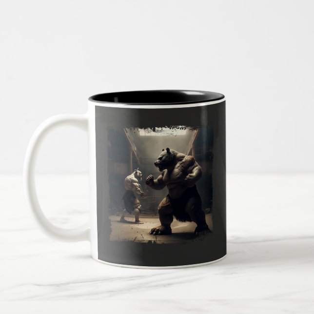 Bull Vs Bärenmarkt in Dojo Zweifarbige Tasse (Links)