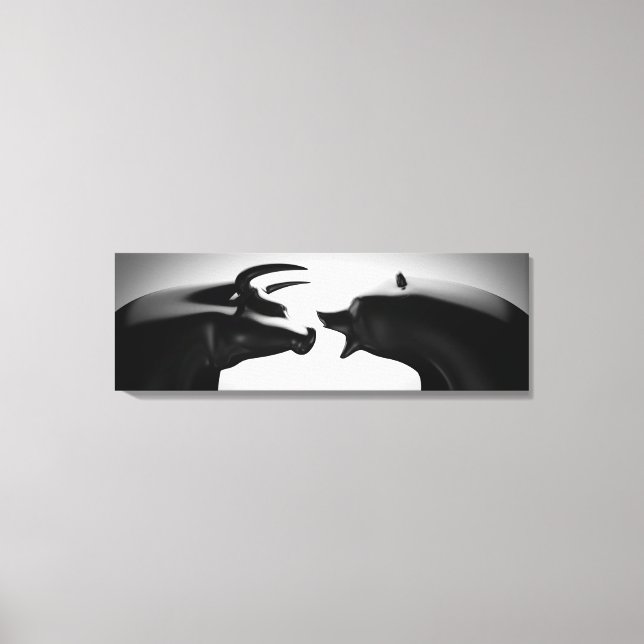 Bull vs Bear Black and White Leinwanddruck (Vorderseite)