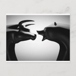 Bull vs Bear Black and White Postkarte
