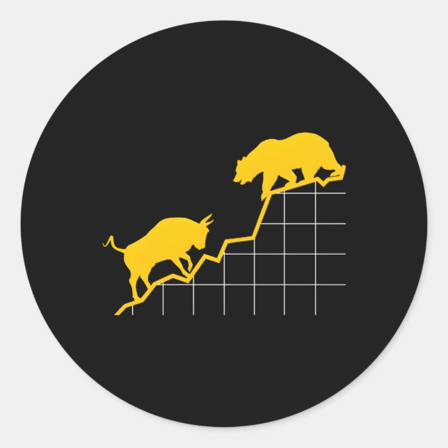 Bull VS Bear I Aktienkurs Etf Hauptstadt Runder Aufkleber (Vorderseite)