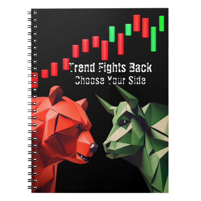 Bull vs. Bear Market Battle Notebook für Händler Notizblock (Vorderseite)