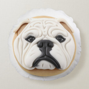 Bulldog 3D Inspiriert Rundes Kissen