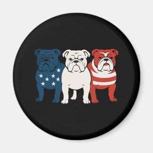 Bulldog 4. Juli Dog Lover Men Women USA Flag Magnet