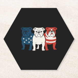 Bulldog 4. Juli Hunde Liebhaber Männer Frauen USA Untersetzer